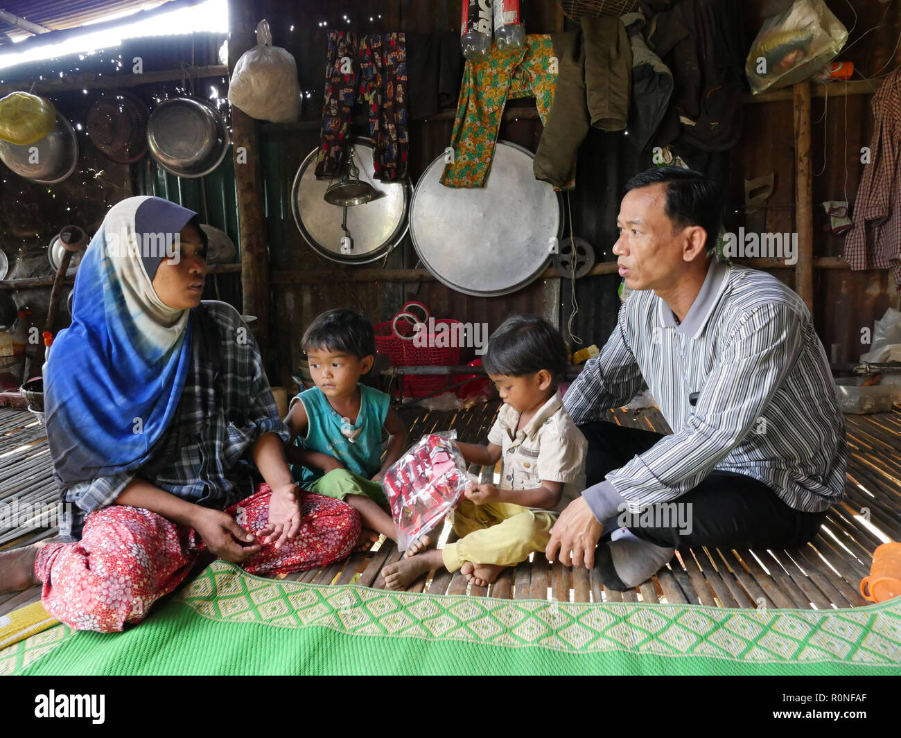 CAMBODIA   Koh Thom, Kandal Province. Muslim family. Stock Photo