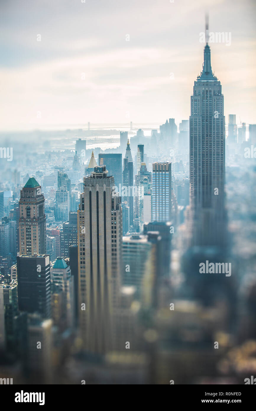 New York City Manhattan street aerial view black and white with ...