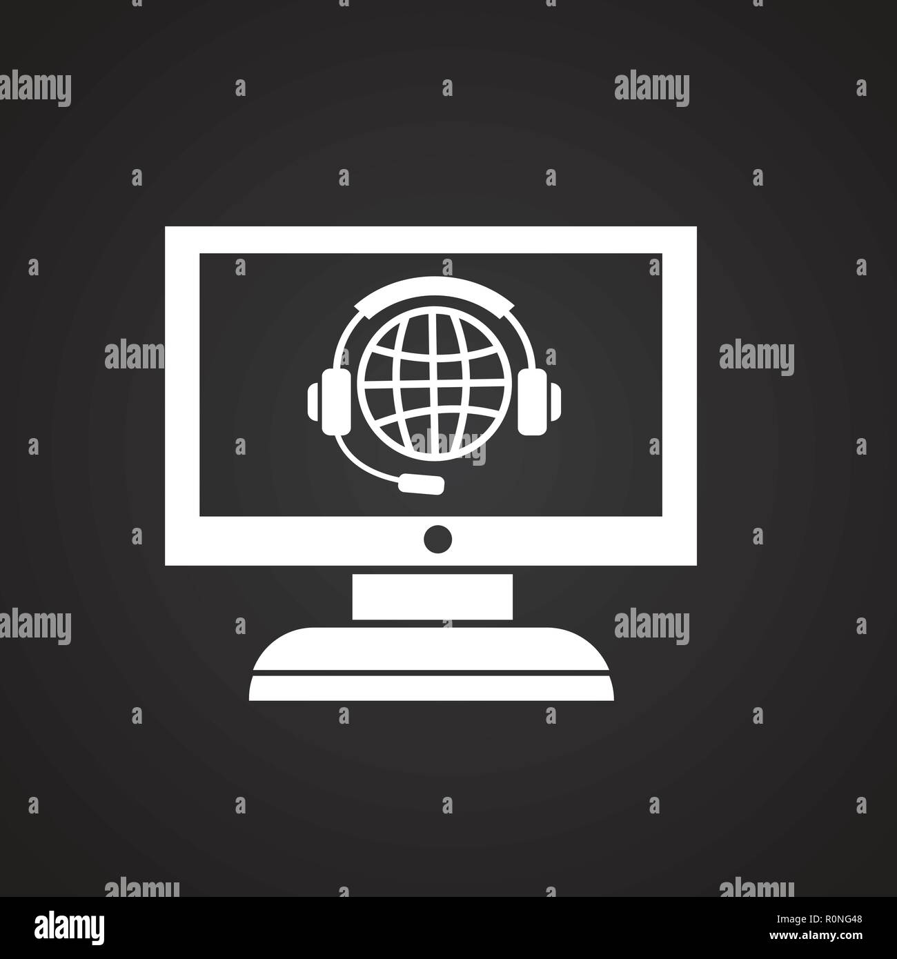 Help desk on gadget on black background Stock Vector