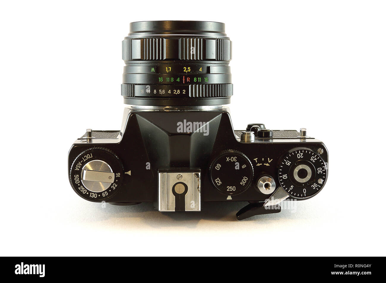 Russian Zenit 35mm film camera top view Stock Photo - Alamy