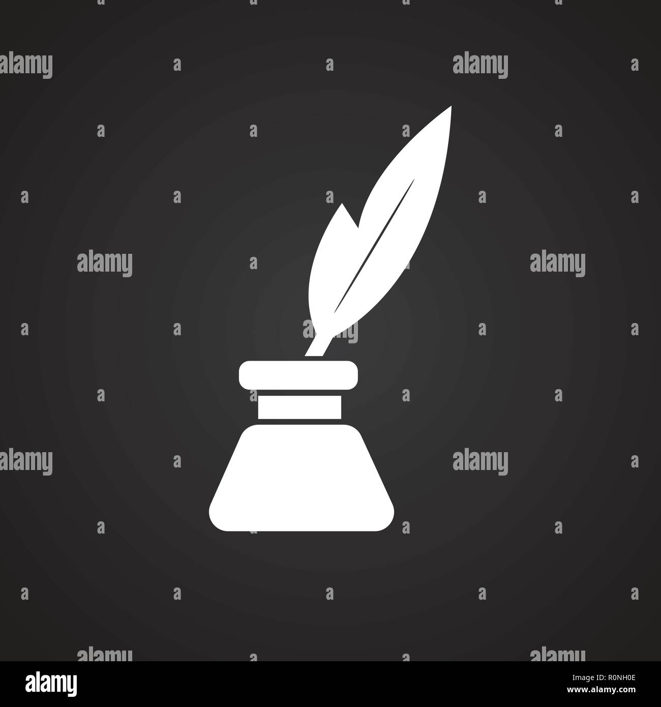 Feather pen with ink on black background Stock Vector Image & Art - Alamy