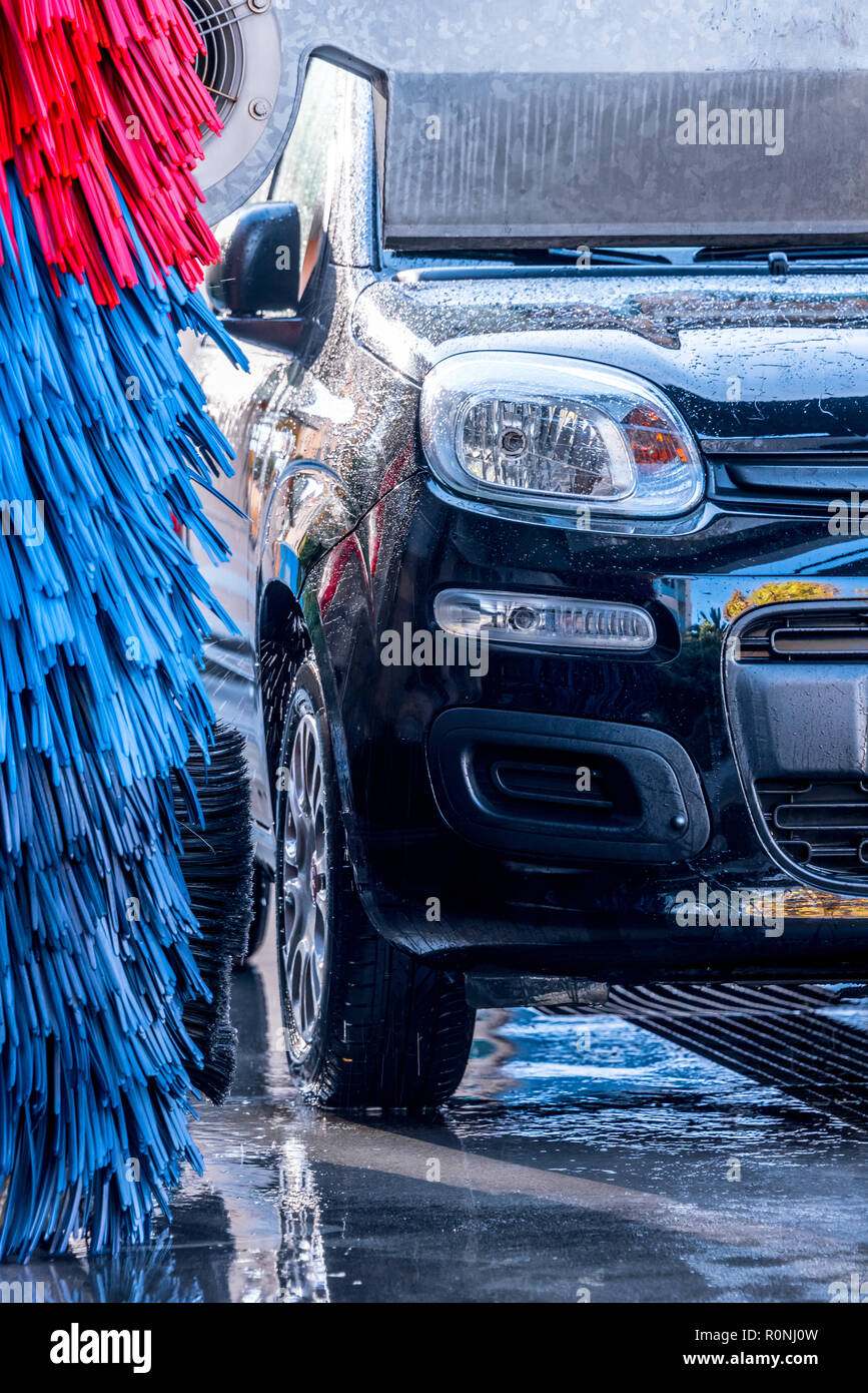 Car going through an automated car wash machine Stock Photo Alamy