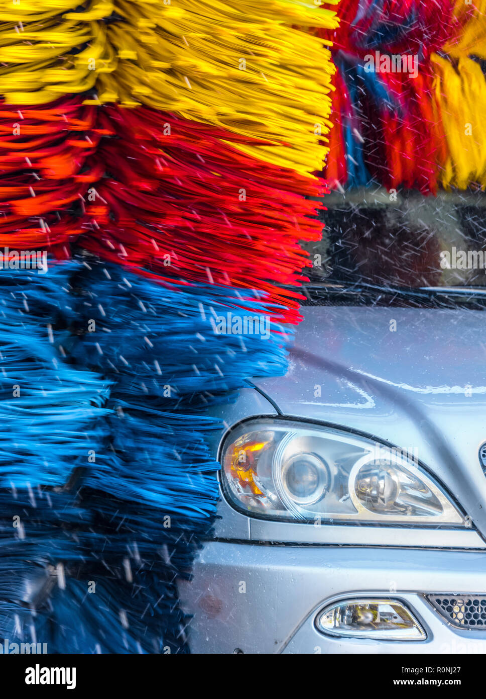 Car going through an automated car wash machine Stock Photo Alamy