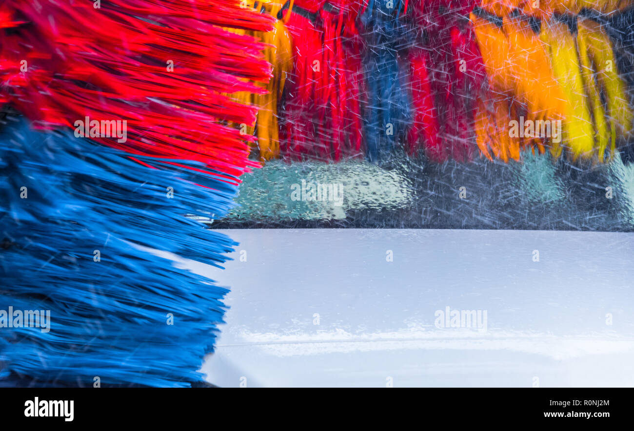 Car going through an automated car wash machine Stock Photo Alamy