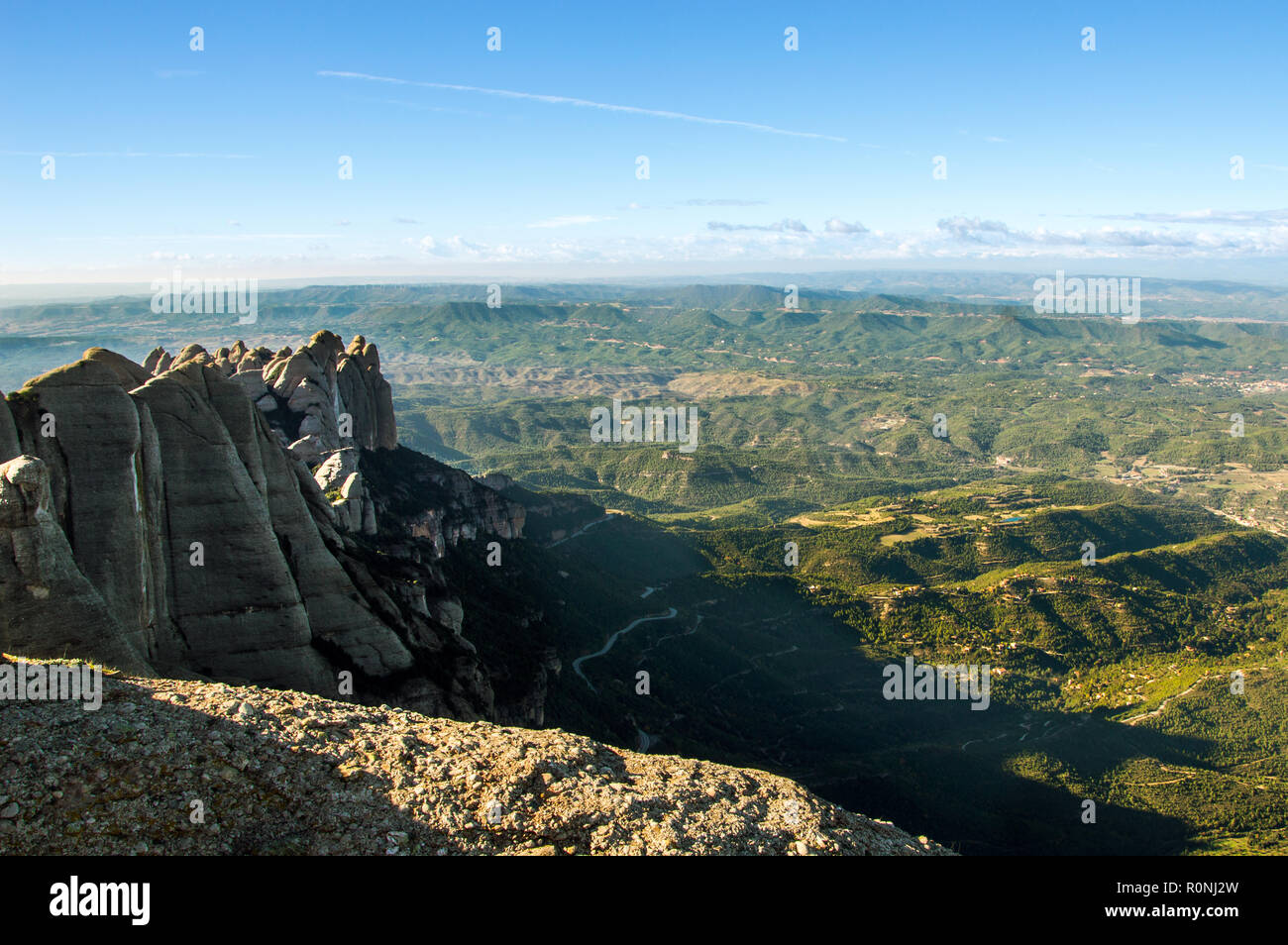 Montserrat, Catalonia / Spain November 2 2018: Panotamic view of Montserrat rock formations Stock Photo