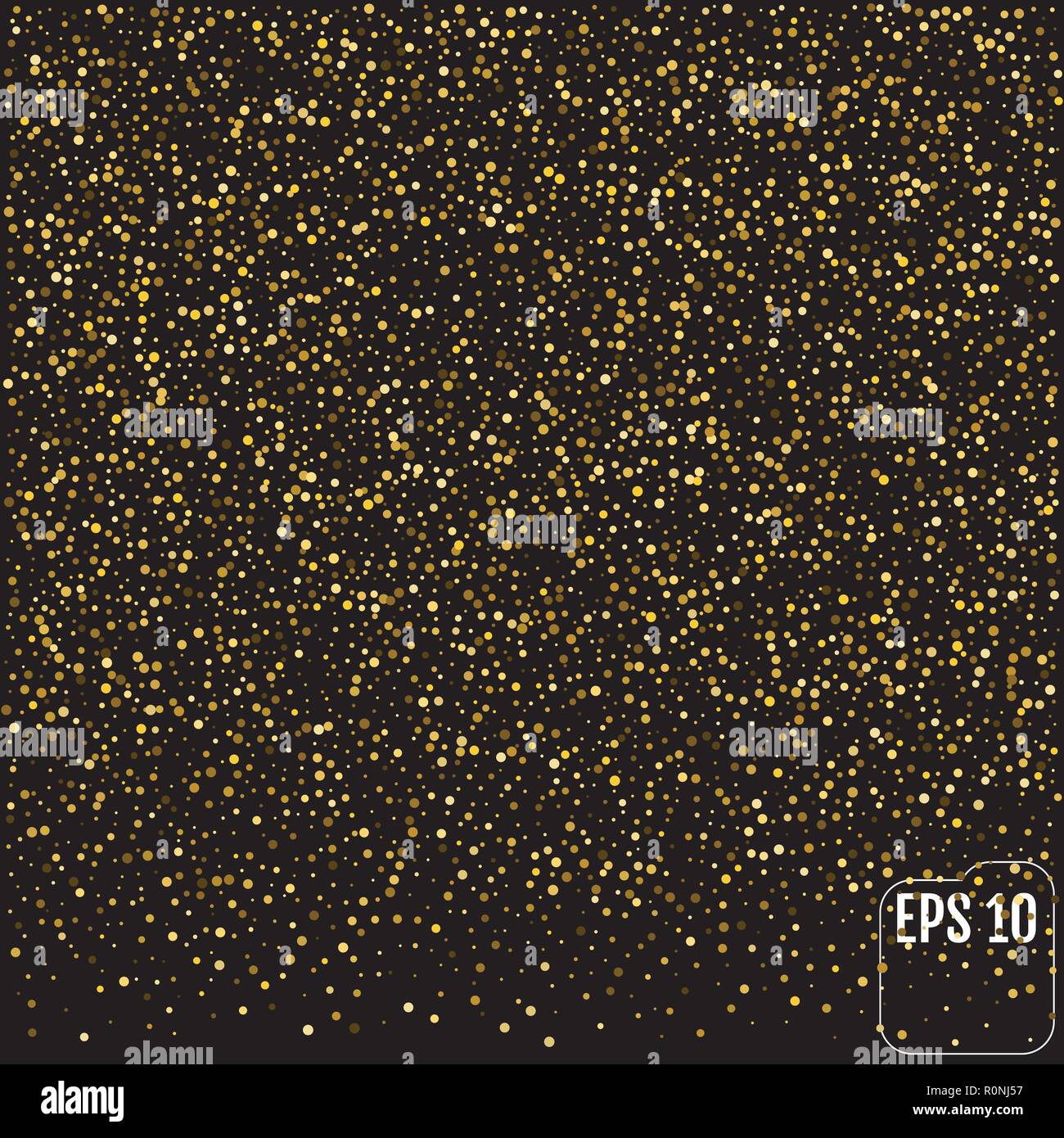 Golden glitter sparkle bubbles champagne particles stars on blac Stock Vector