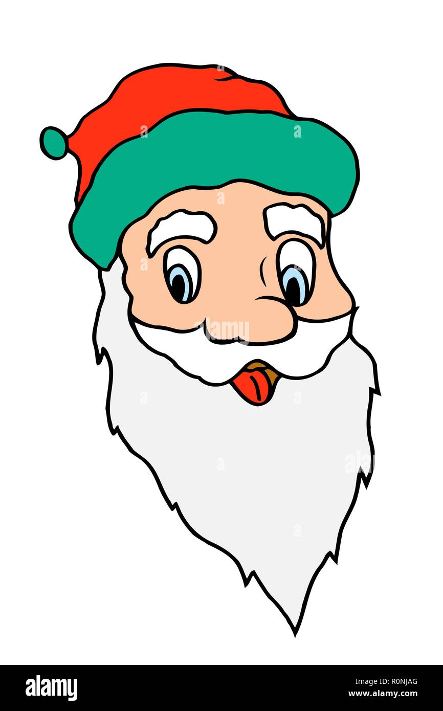 Freehand Drawn Cartoon Tired Santa Claus Face Stock Vector