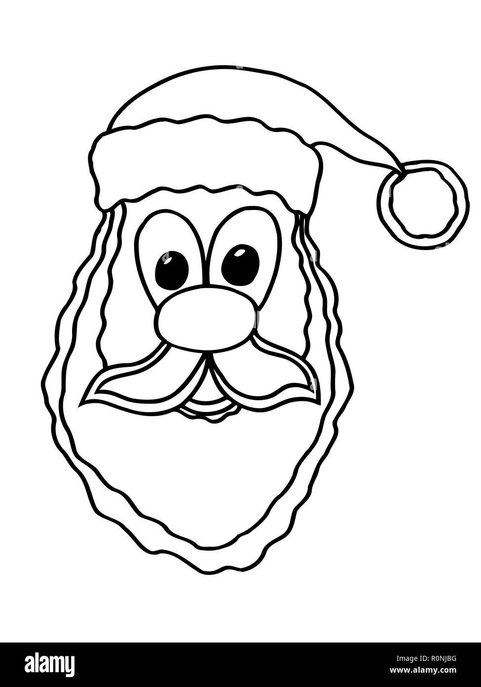 Monochrome Freehand Drawn Cartoon Tired Santa Claus Face