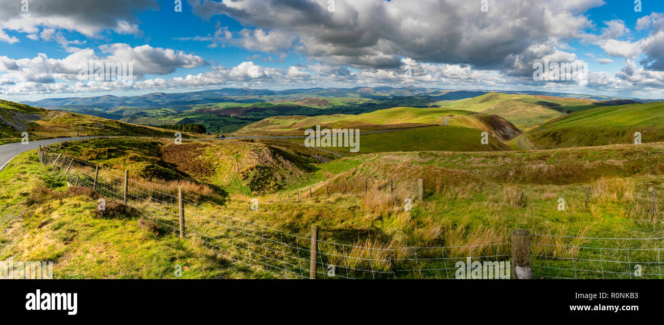 A view of the Southern Snowdonia mountain range in Mid-Wales, UK Stock Photo