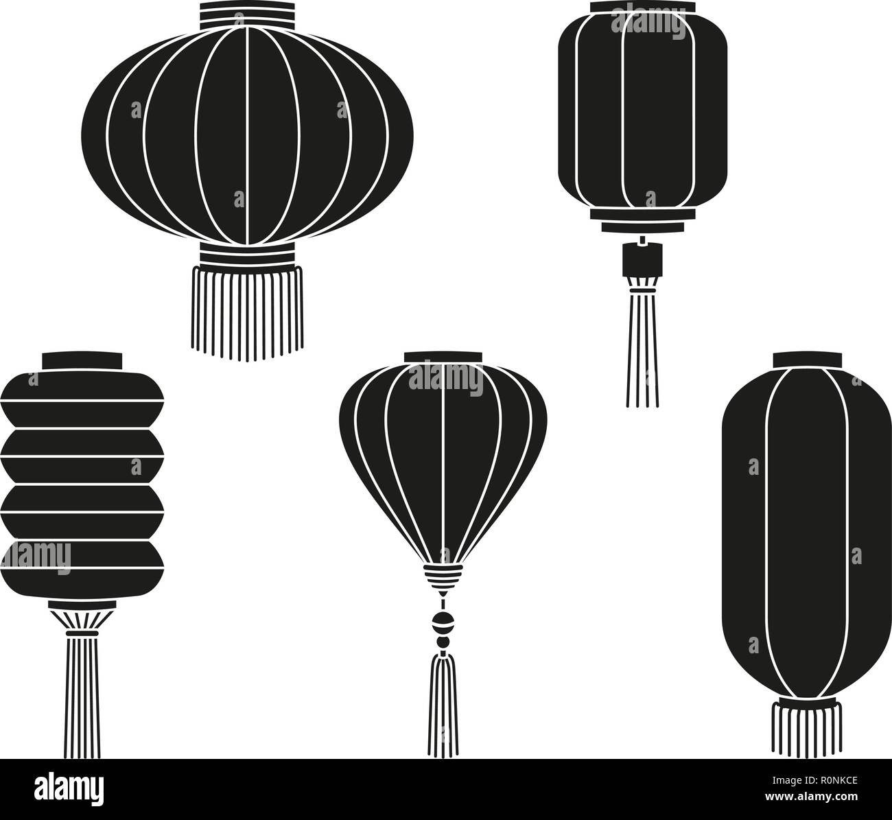 Black white chinese lantern silhouette collection Stock Vector Image & Art  - Alamy