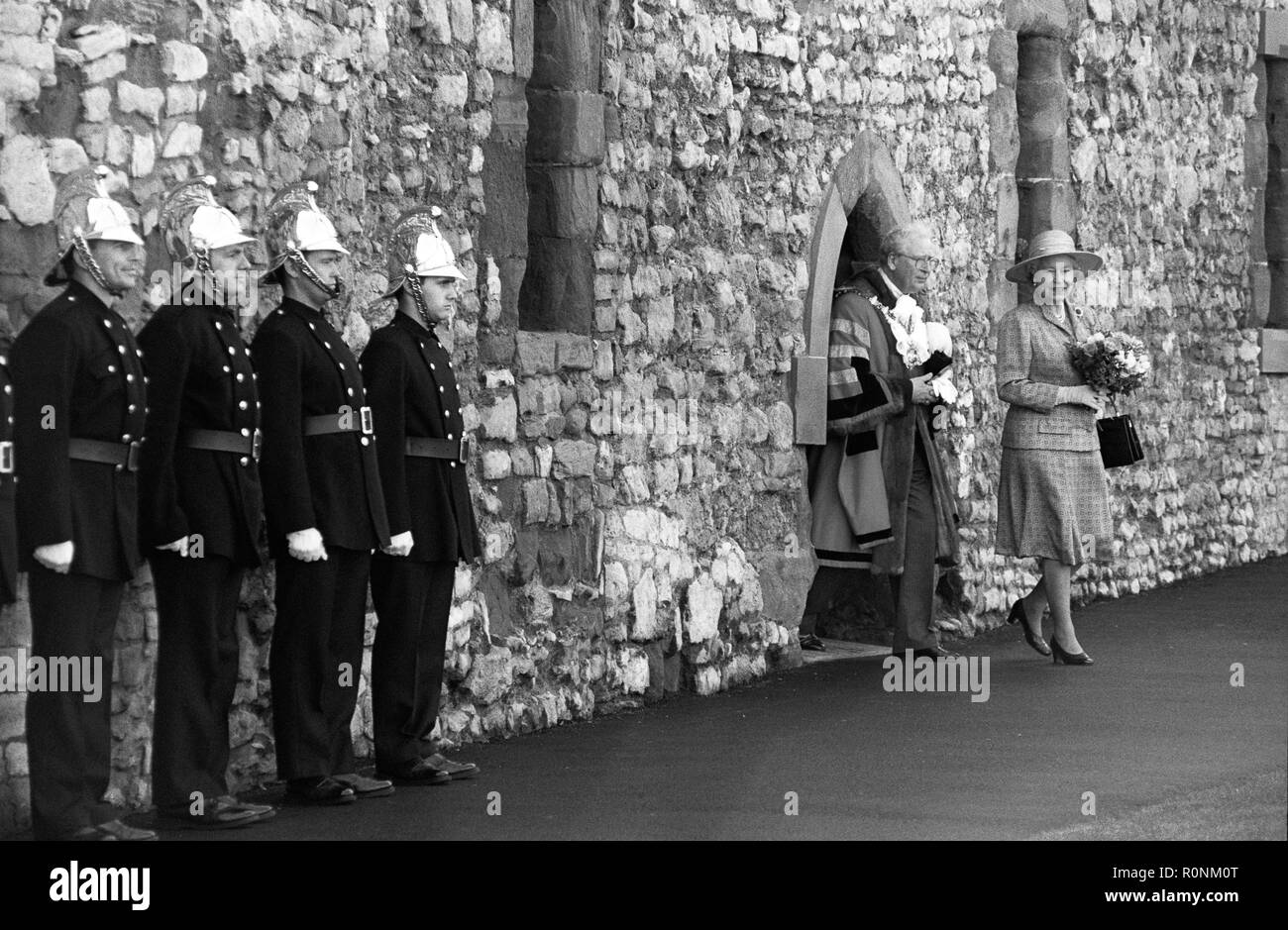 Her Majesty Queen Elizabeth visiting Dudley Castle in 1994 Stock Photo
