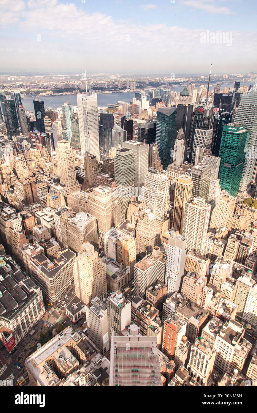 View from the top of the Empire State Building, Manhattan, New York City, United States of America. Stock Photo