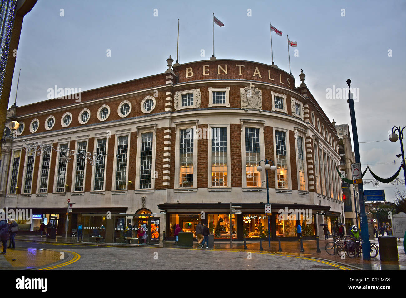 The famous Bentalls Department Store in the centre Kingston upon Thames, London,England. This iconic building is Grade II Listed. Stock Photo