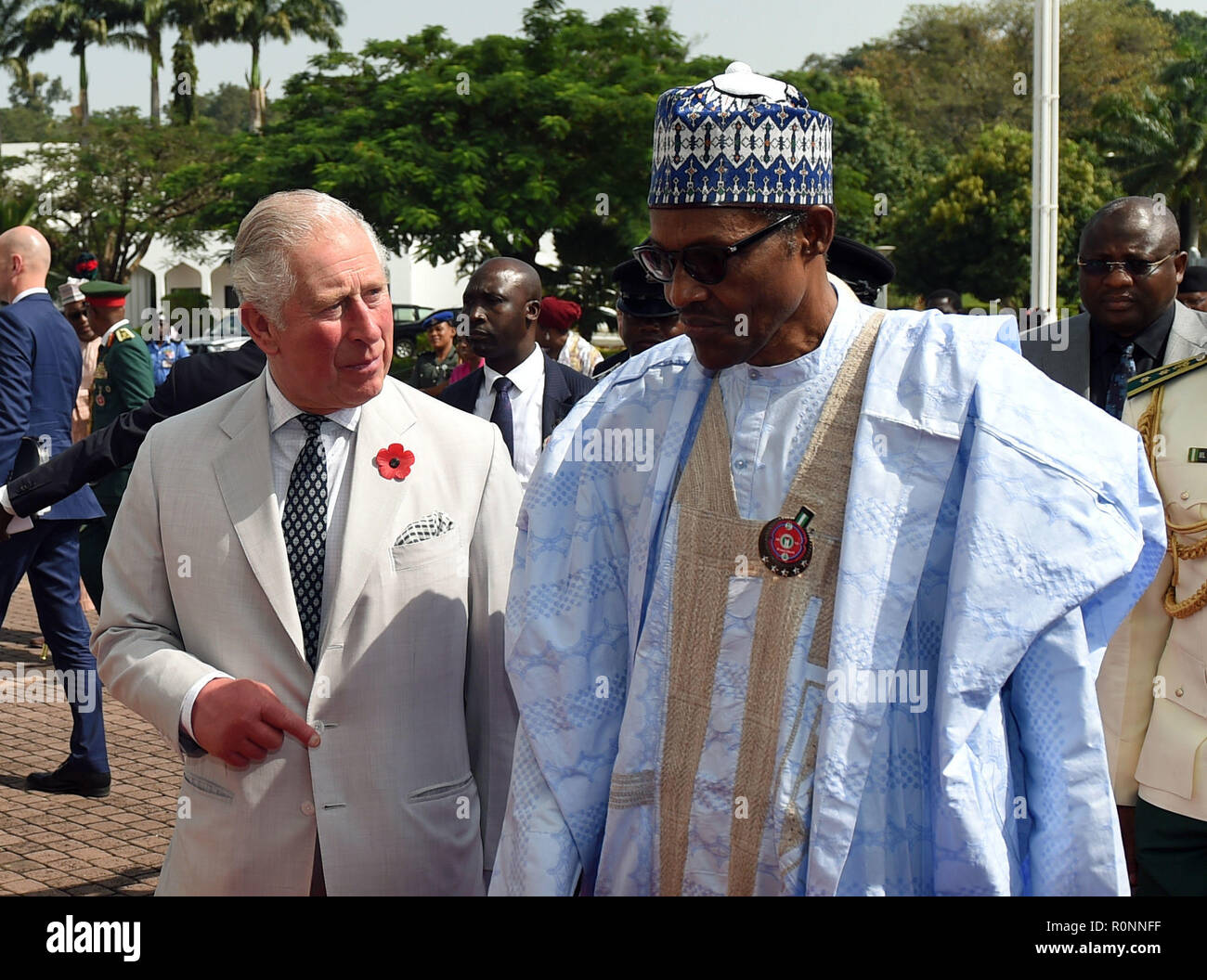 The Prince of Wales and Nigerian President Muhammadu Buhari at the