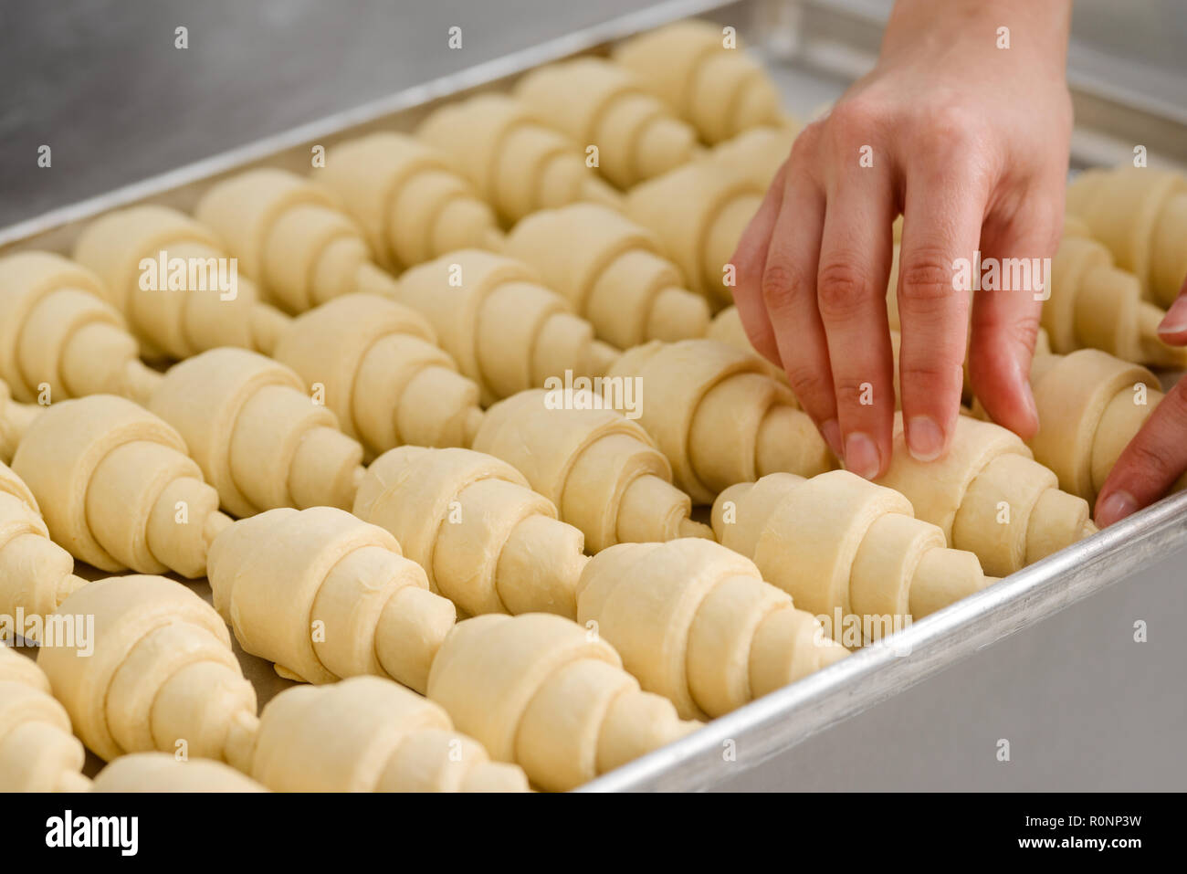 Croissants on a tray Stock Photo