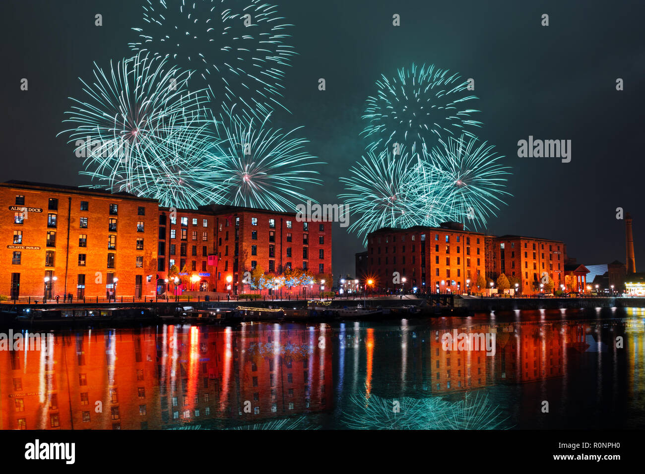 The River of Light fireworks display in Liverpool UK 2018 set off from