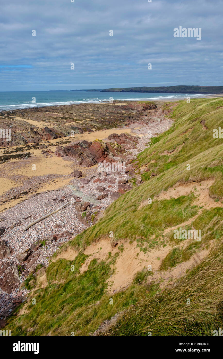 BEACH AND SAND DUNES FRESHWATER WEST PEMBROKESHIRE Stock Photo