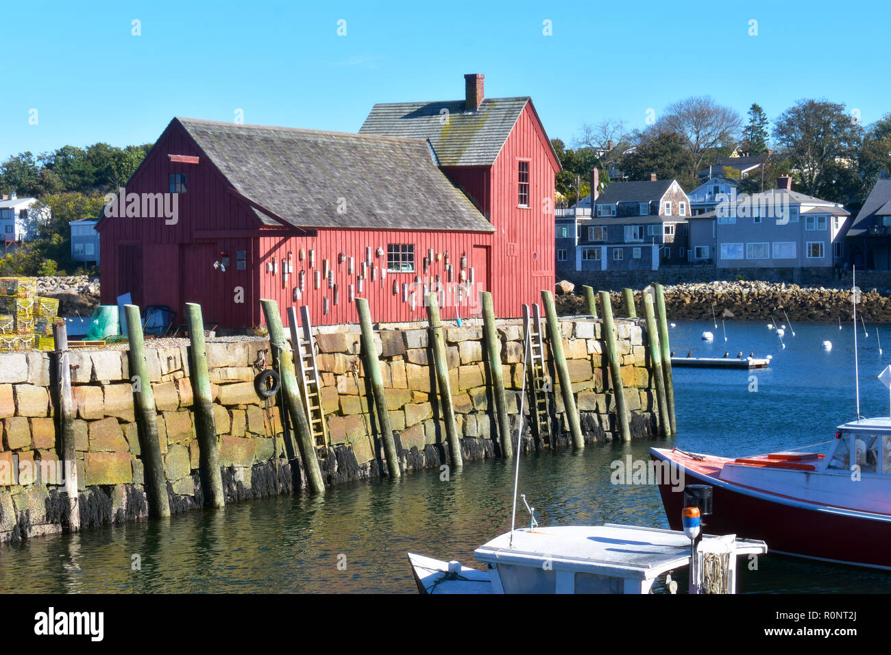 New England Coastal Art Nautical Print Fishing Shack Rockport Massachusetts Selective Color Motif #1 Beach House Wall Decor