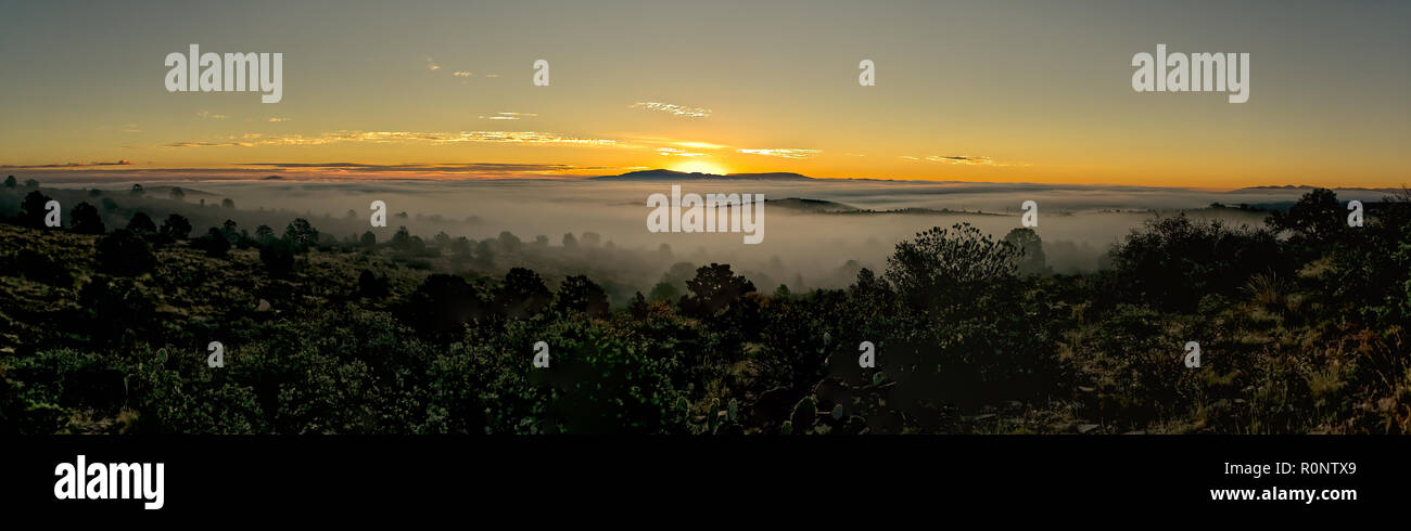 Foggy morning landscape, Chino Valley, Arizona, United States Stock Photo