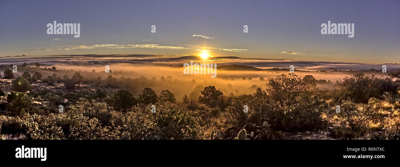 Foggy morning landscape, Chino Valley, Arizona, United States Stock Photo