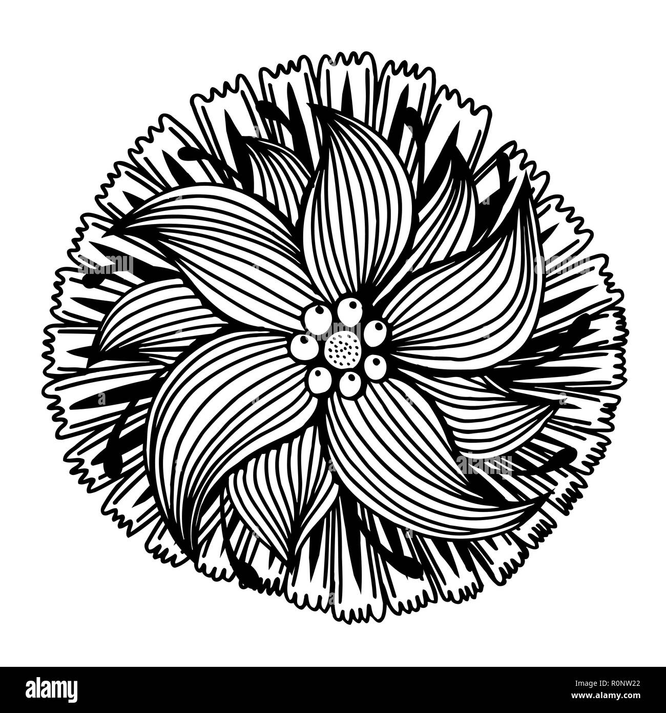 Hand drawn doodle flower. Vector illustration isolated on white Stock Vector