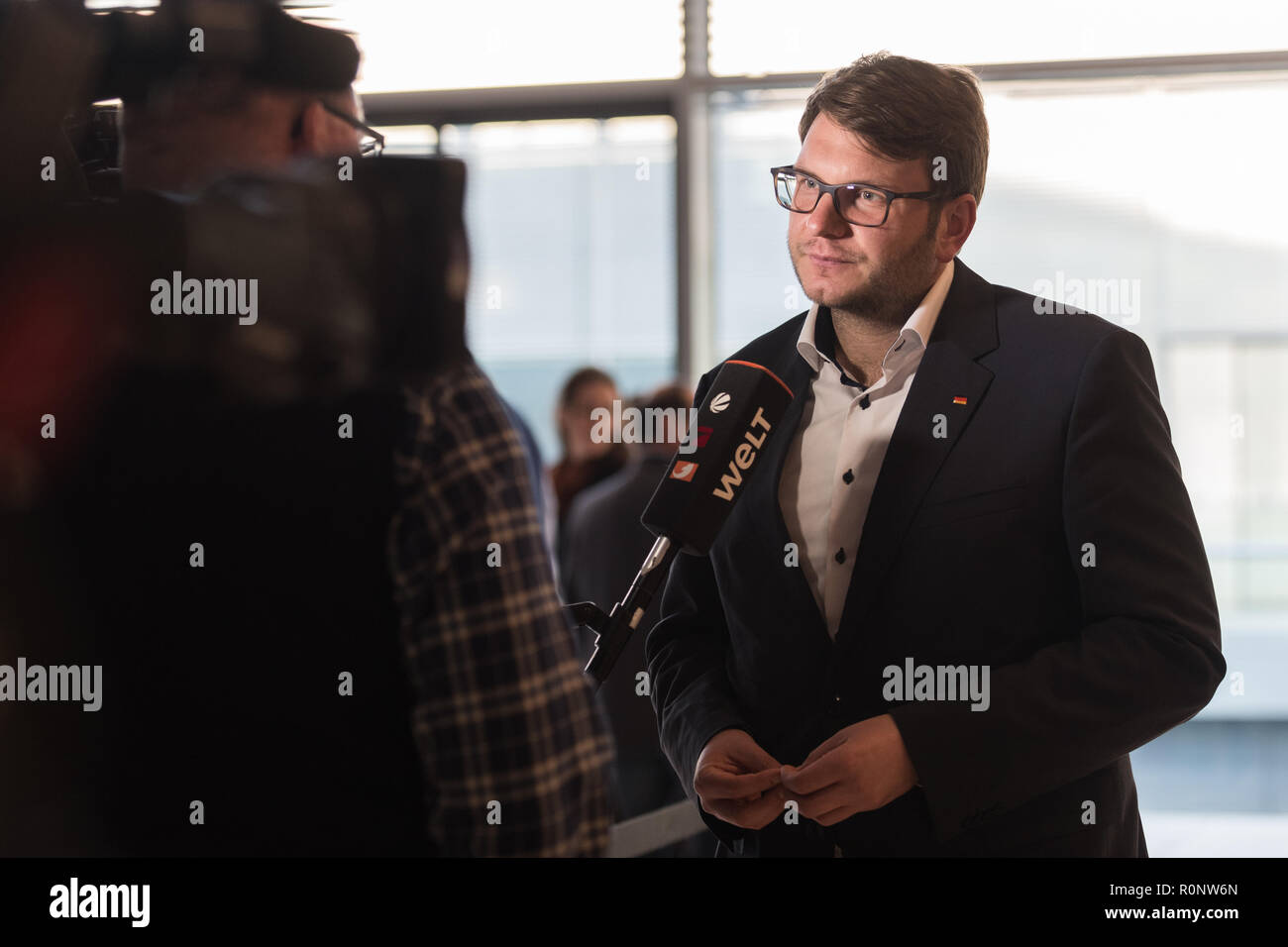 Marian Wendt (CSU) gives a TV interview before the CDU faction meeting. Stock Photo