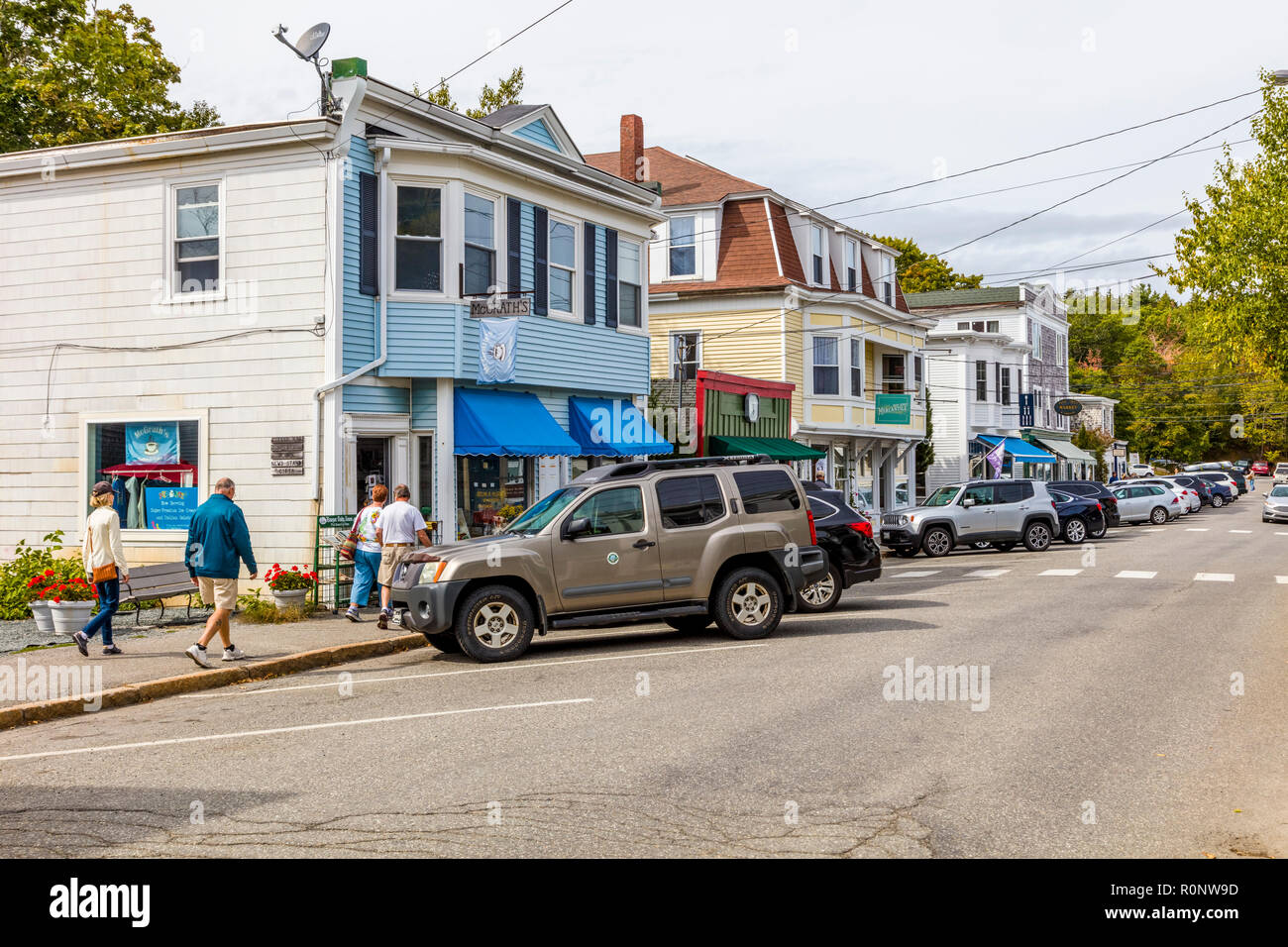 Main street of Northeast Harbor on Mount Desert Island in Maine, United
