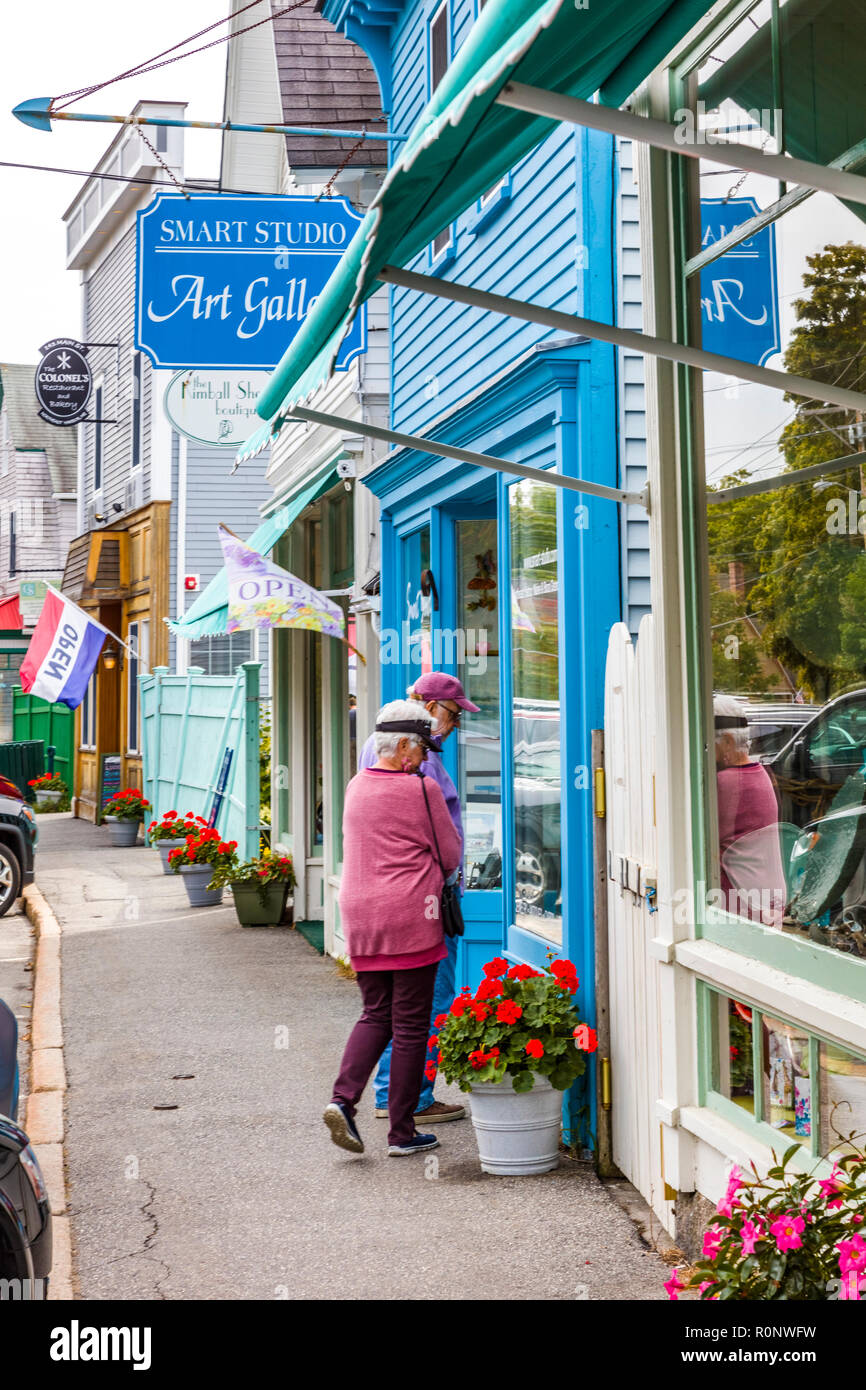 Main street of Northeast Harbor on Mount Desert Island in Maine, United