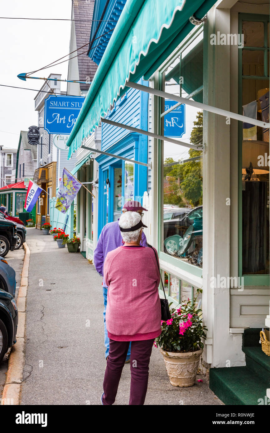 Main street of Northeast Harbor on Mount Desert Island in Maine, United