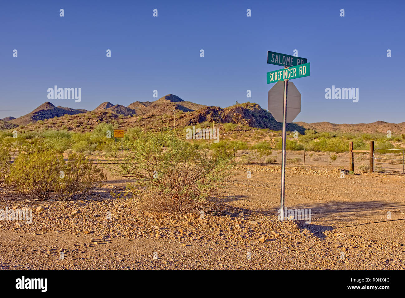 Salome and Sorefinger Road junction, Arizona, United States Stock Photo
