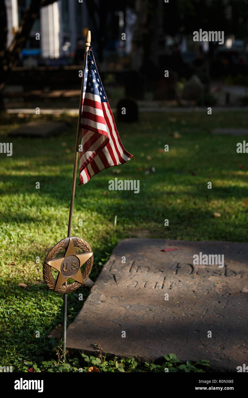 Trinity Church cemetery, grave of a veteran of the War of 1812. Stock Photo
