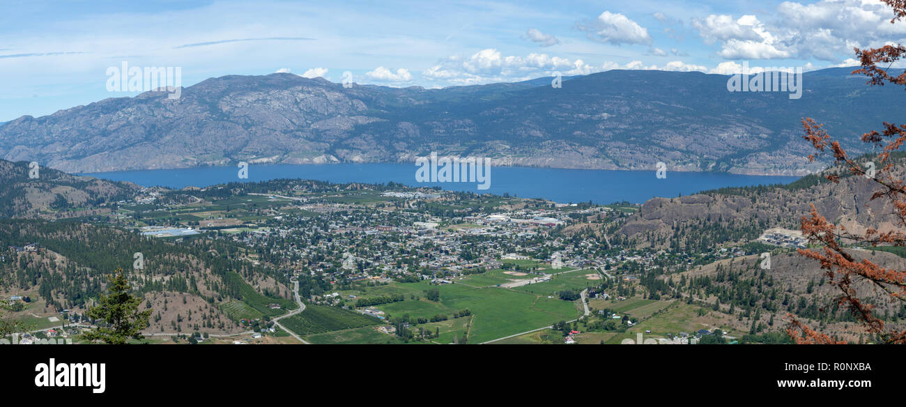 Aerial view of Summerland and Okanagan Lake, British Columbia, Canada Stock Photo