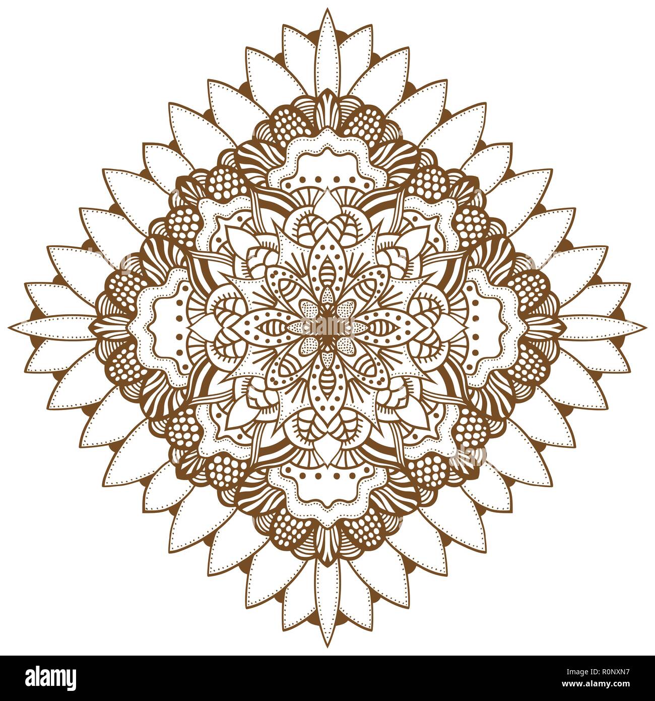 Abstract Floral Ornament Mehndi Henna Tattoo Mandala Yantra Brown