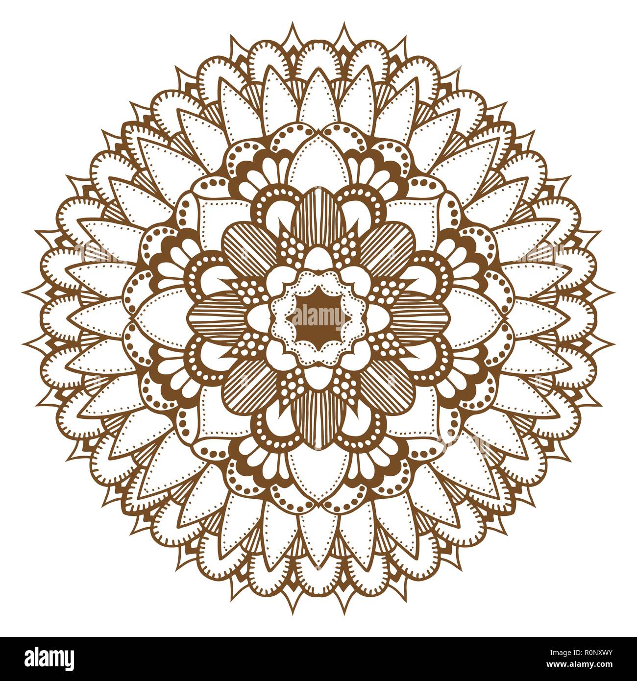 Abstract Floral Ornament Mehndi Henna Tattoo Mandala Yantra Brown