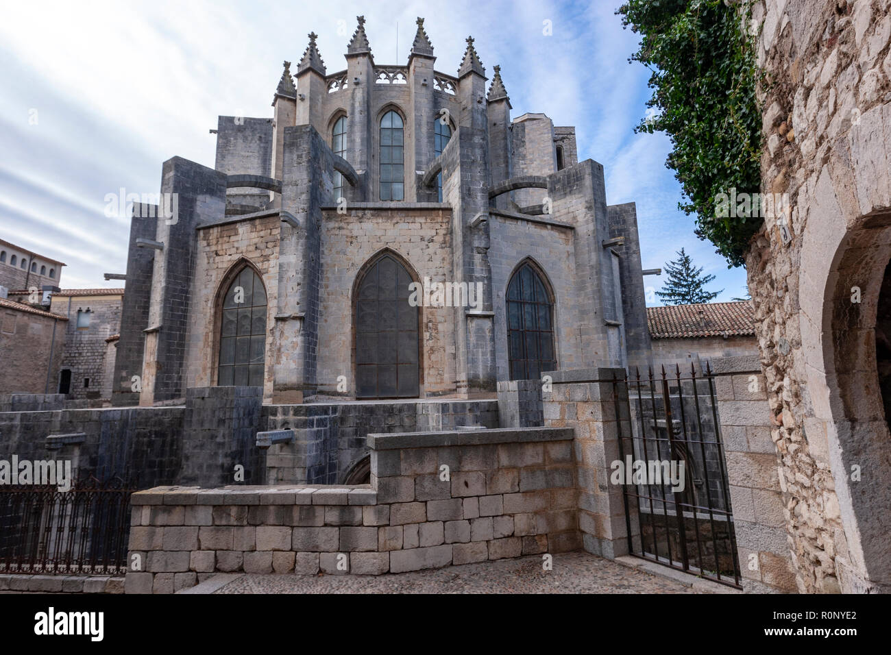 The arches the northern facade of the cathedral of Girona, Girona, Catalonia, Spain Stock Photo