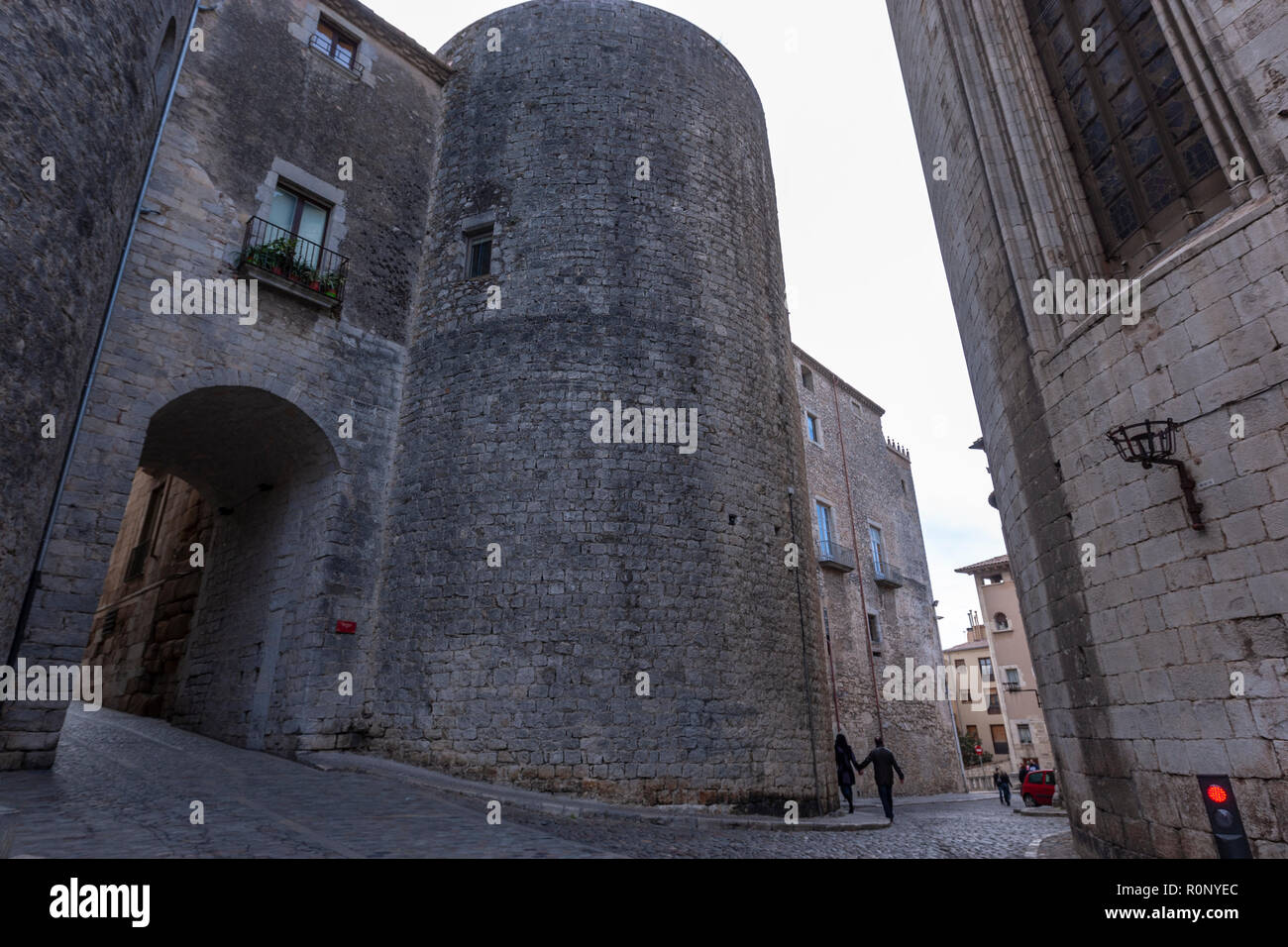 Pujada del Rei Martí in the medieval city of Girona, Catalonia, Spain Stock Photo