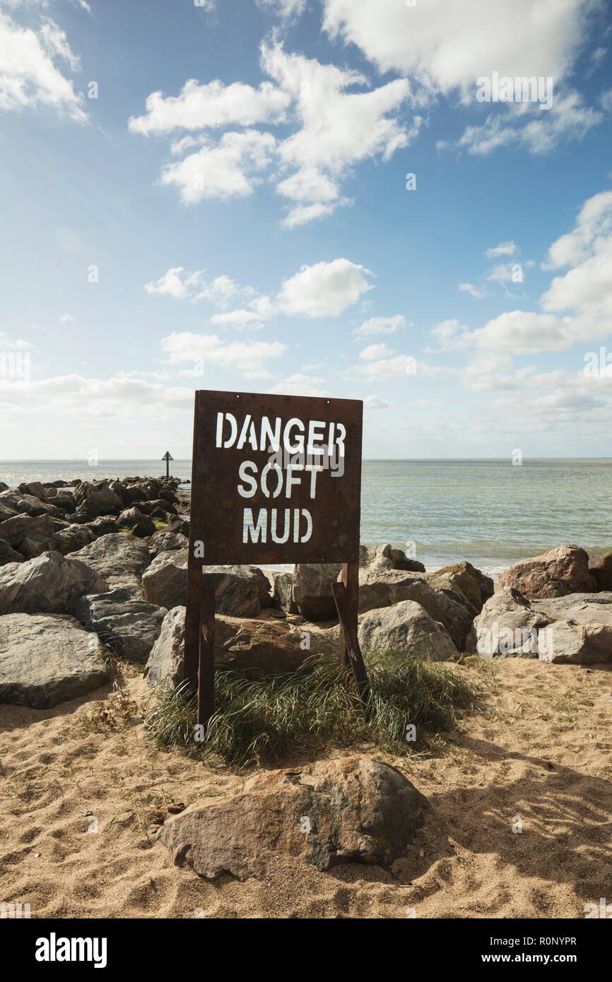 Warning sign, Jaywick Sands, Essex, c2010-c2018. Creator: Patricia Payne. Stock Photo