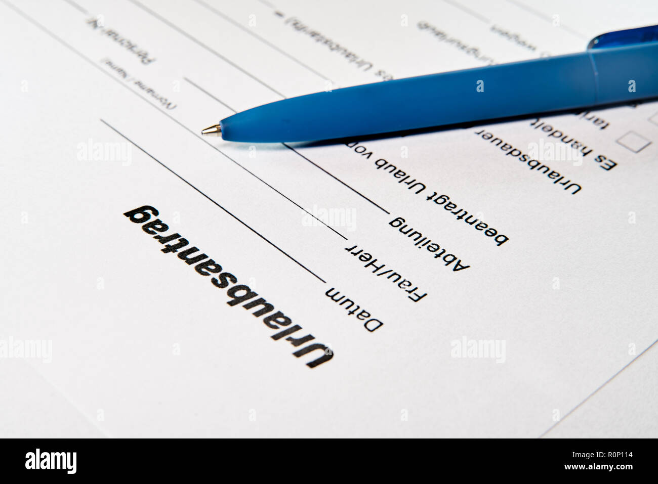 Application for leave of a worker on a table Stock Photo