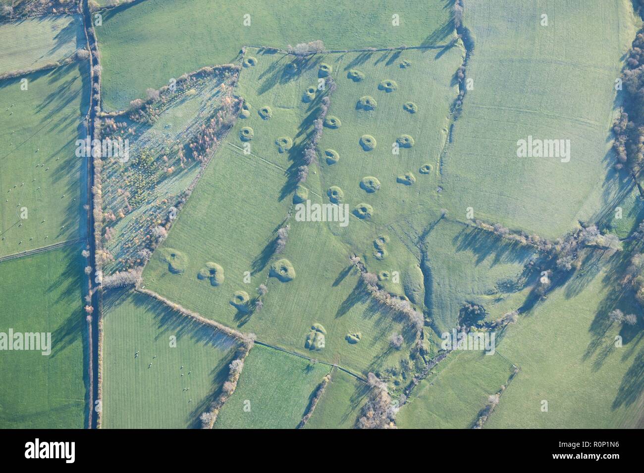 Earthwork remains of medieval or post-medieval mining, near Sleagill, Cumbria, 2013.  Creator: Historic England Staff Photographer. Stock Photo