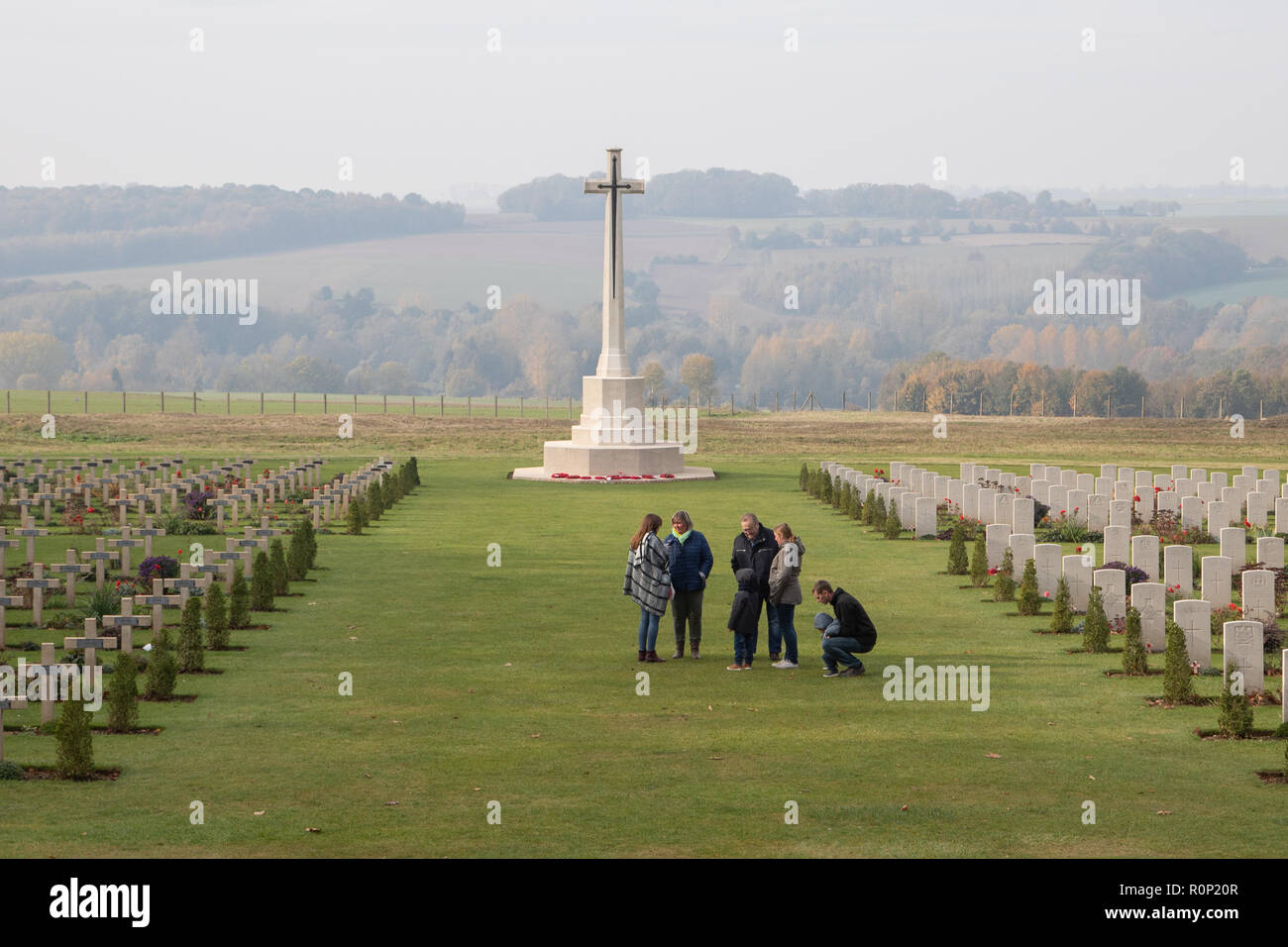 November 4, 2018: Picardy, France. Thiepval Memorial designed by Lutyens commemorates 73,000 British and French missing soldiers from the Somme battle Stock Photo