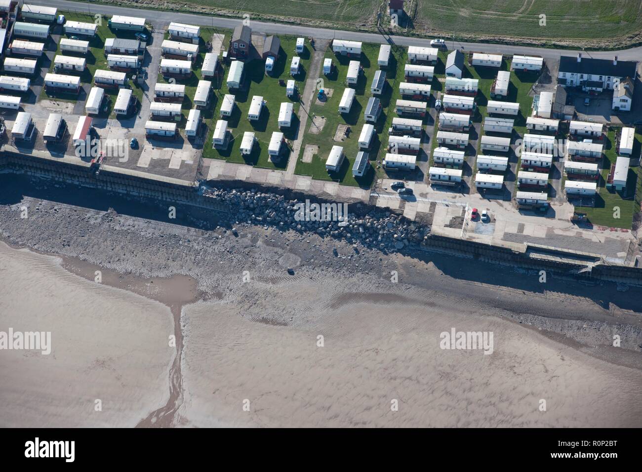 Collapse of sea wall defences at Ulrome Sands, East Riding of Yorkshire, 2014. Creator: Historic England Staff Photographer. Stock Photo