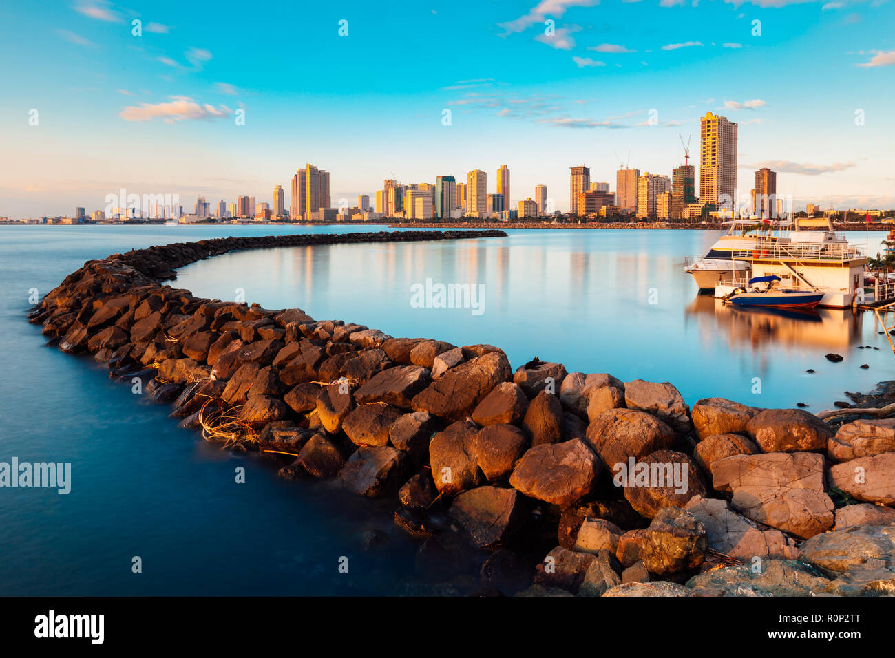 Skyline of Manila City and Manila Bay Stock Photo