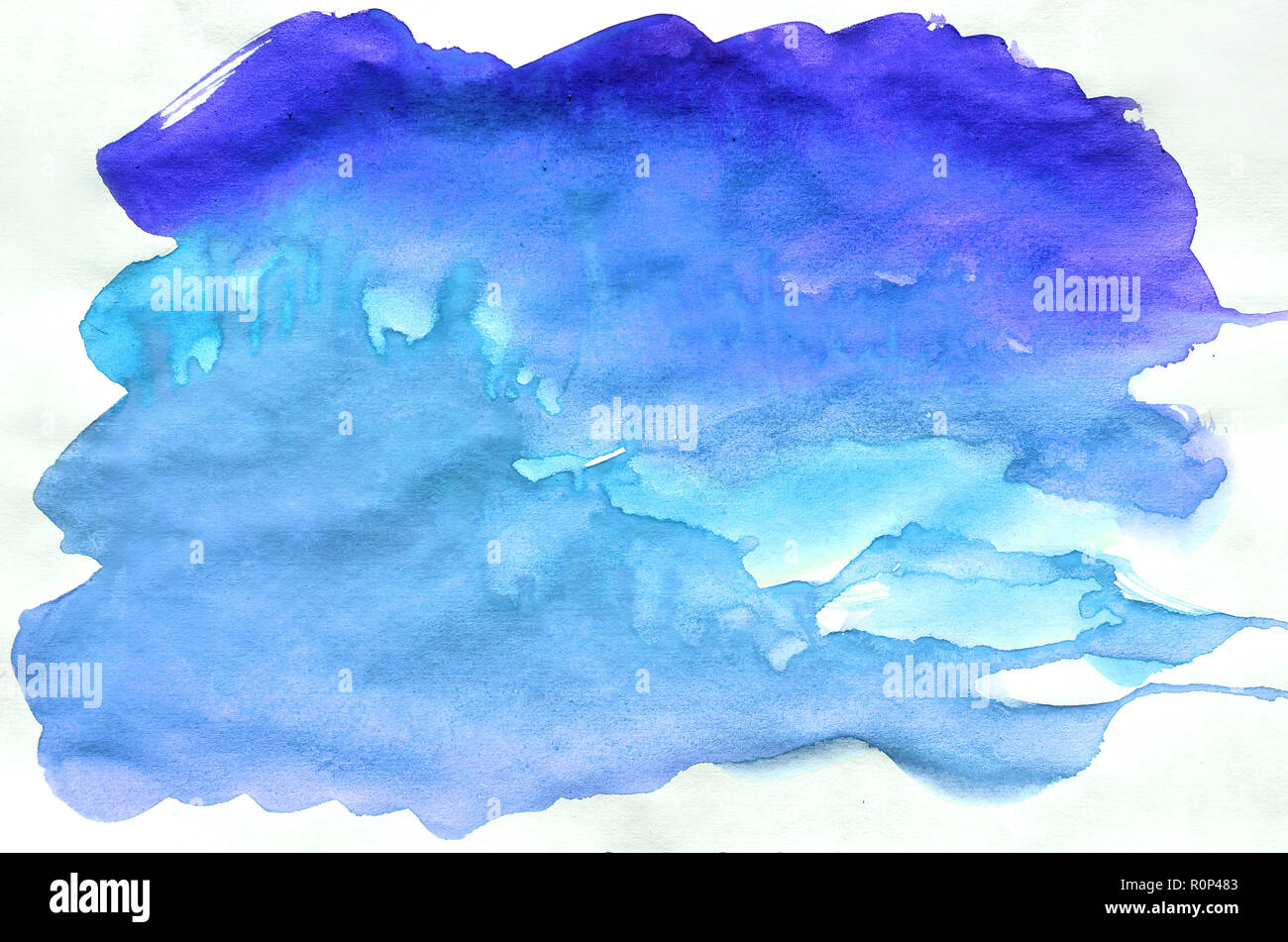 Abstract Ink Blue Aquarel Watercolor Splash Hand Paint On White