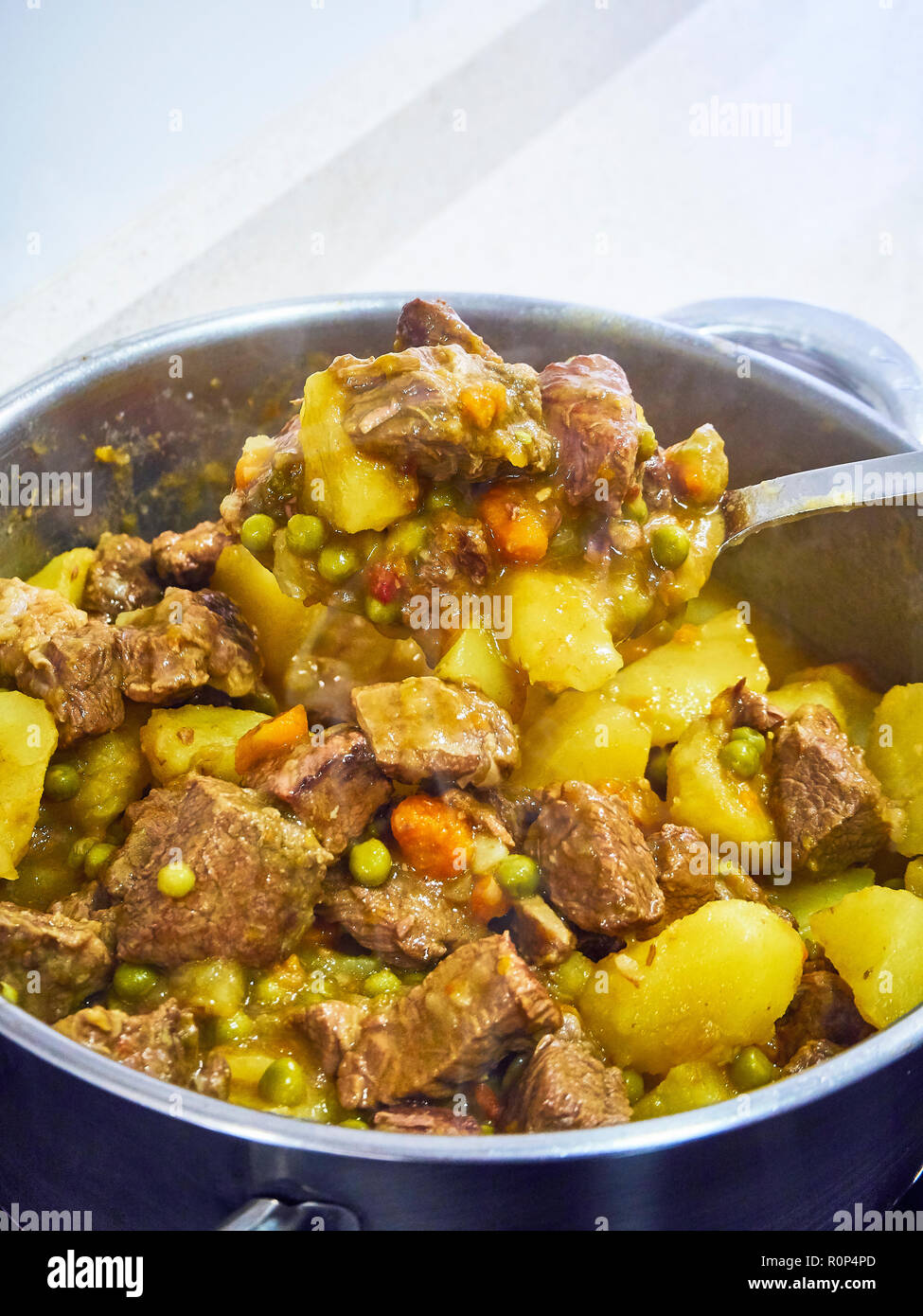 A pot of Sukalki, a traditional a stew of meat of the typical Basque cuisine. Stock Photo