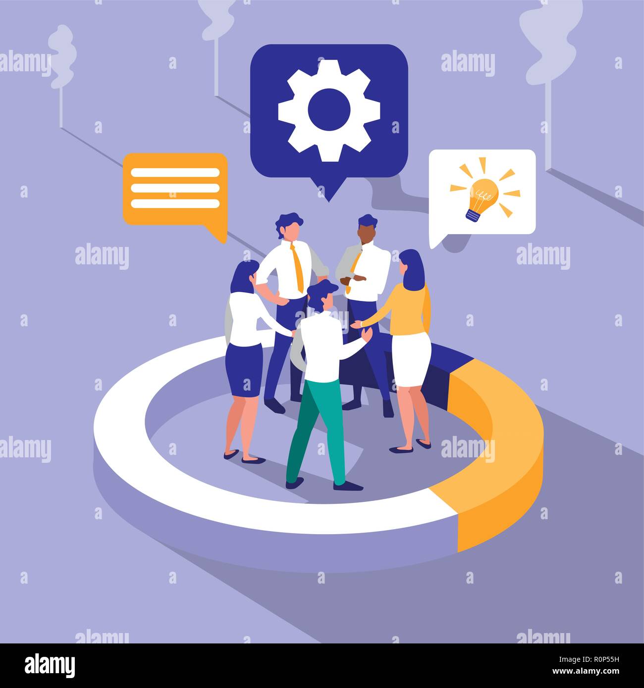 group business people with speech bubble vector illustration design ...