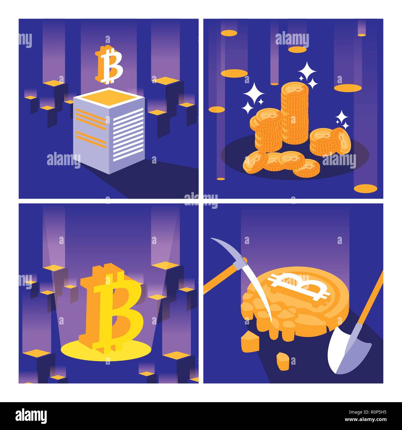 crypto mining bitcoin set icons vector illustration design Stock Vector ...
