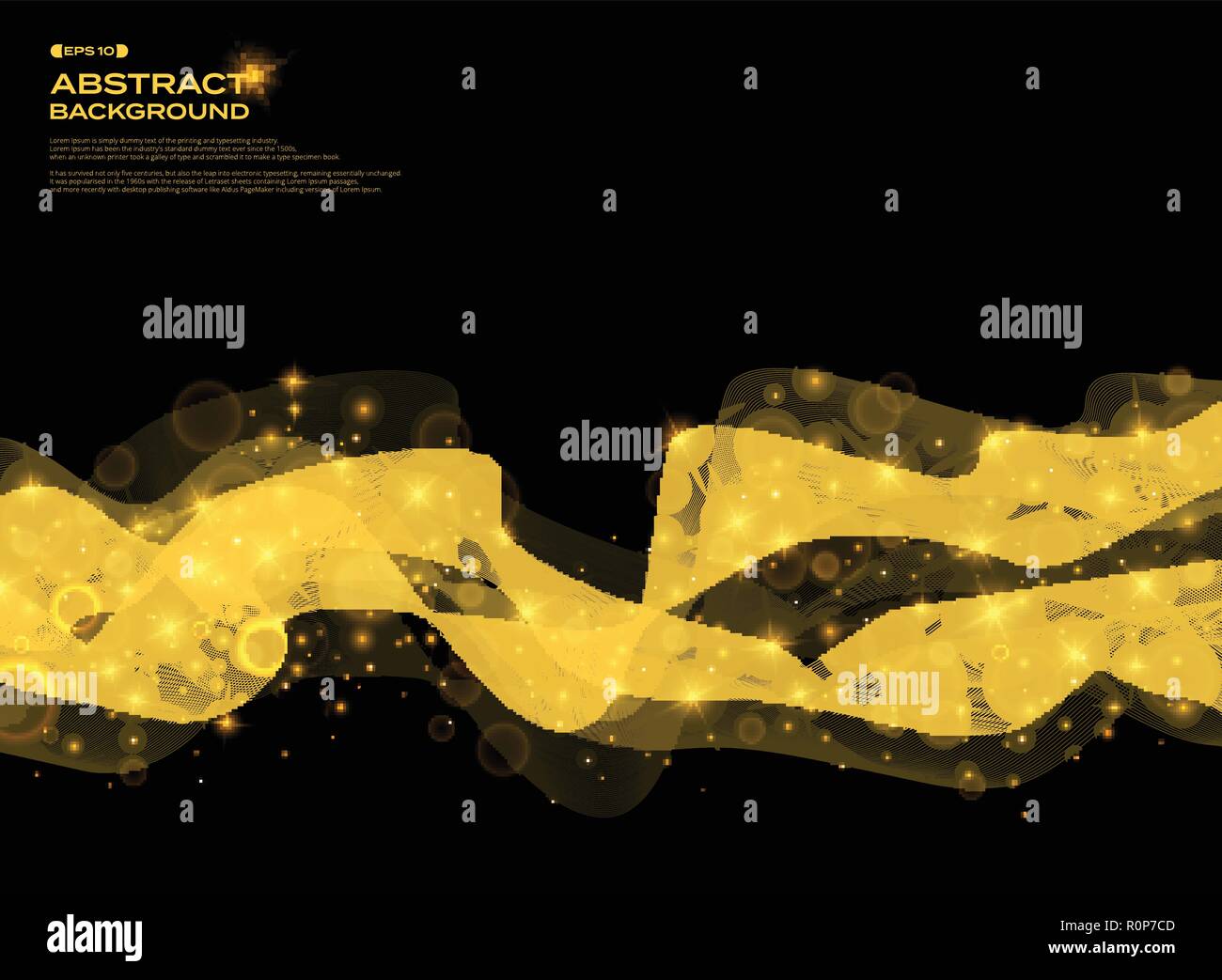 Abstract golden free stripe lines pattern with glitters, vector eps10 Stock Vector
