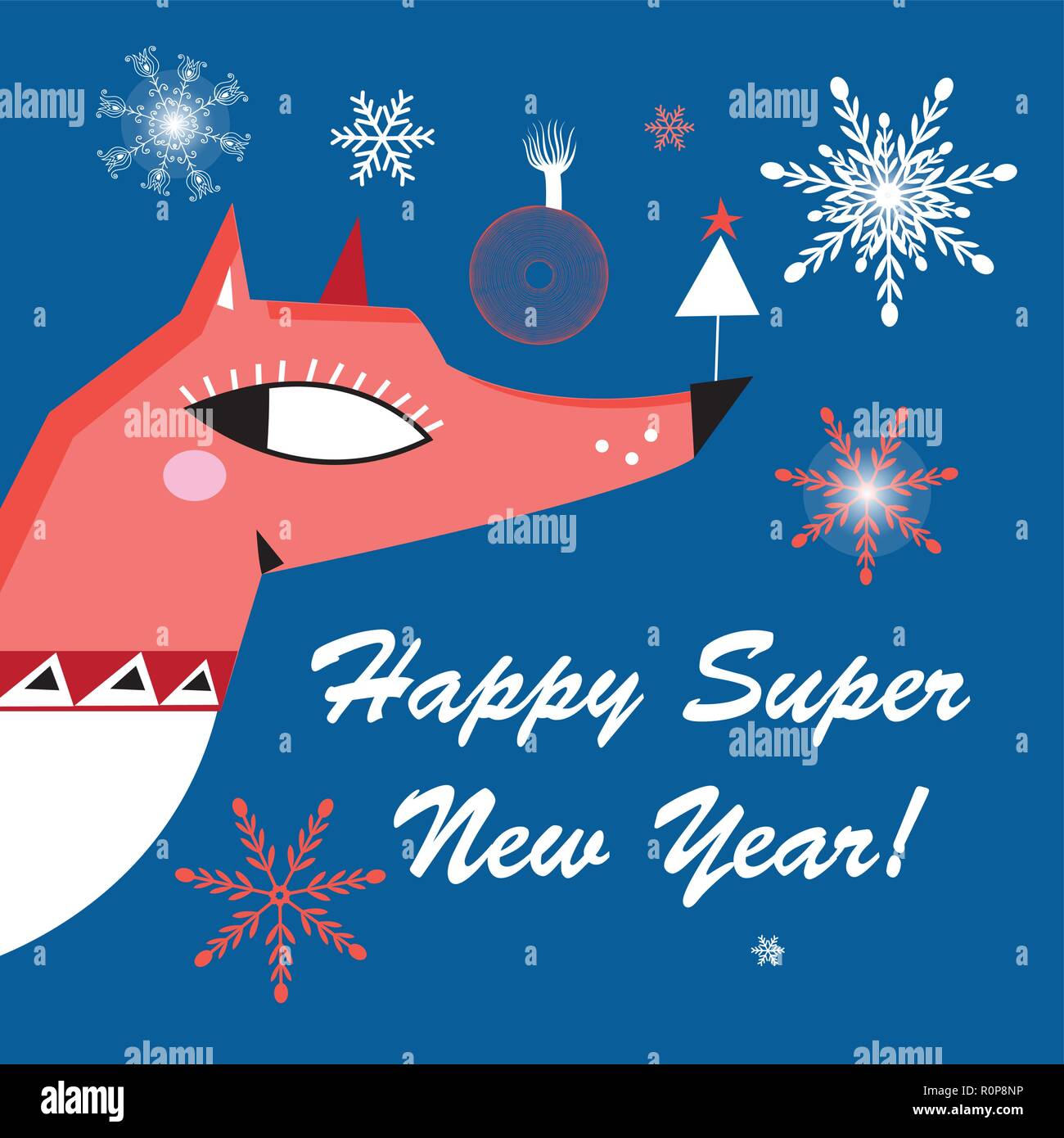 Red fox greeting card picture Stock Vector Images - Alamy