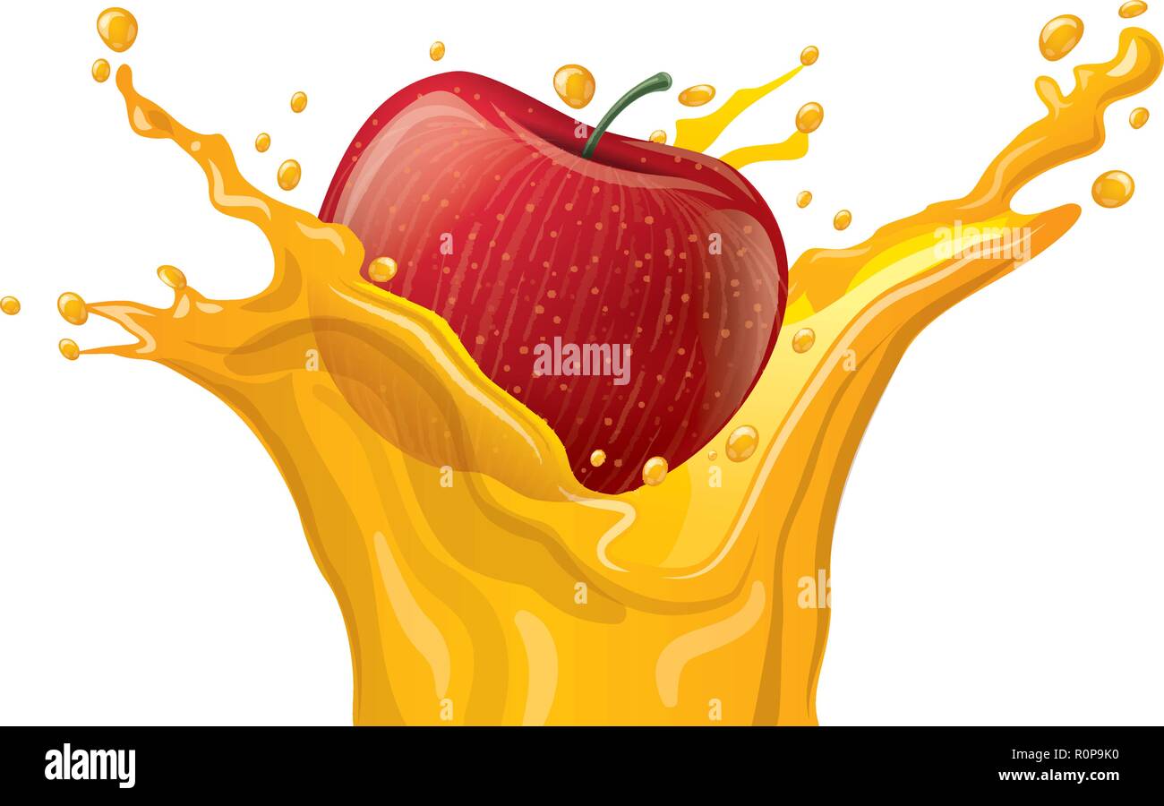 illustration of apple juice splash on the white background background