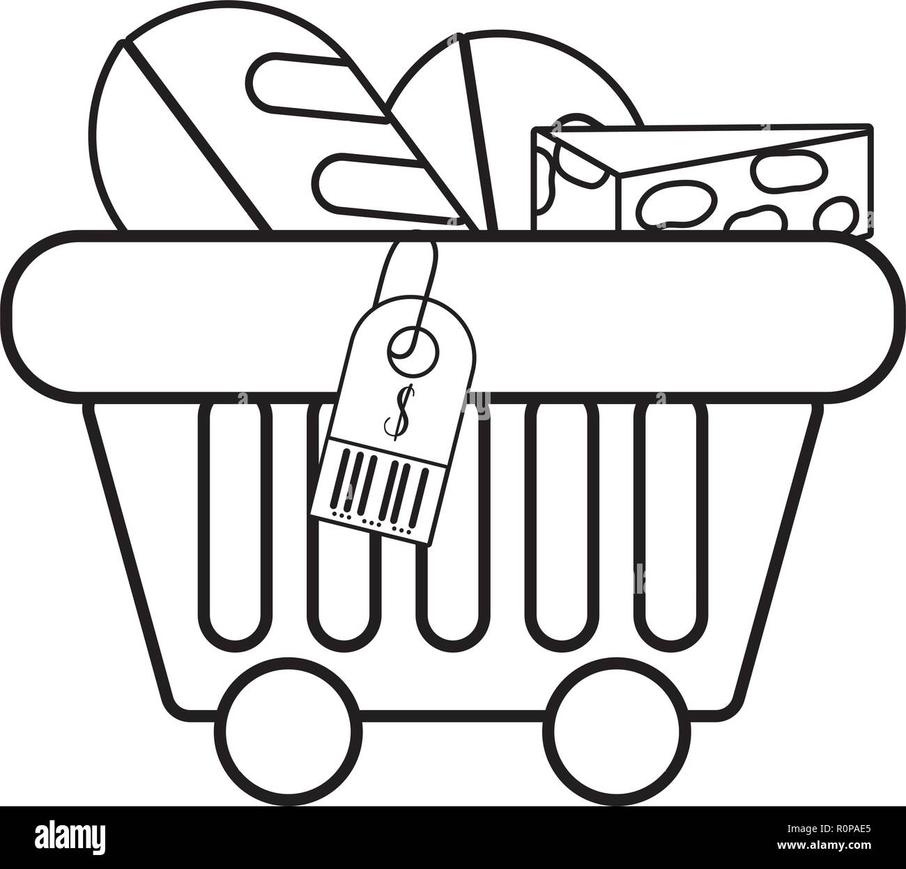 supermarket grocery products cartoon Stock Vector